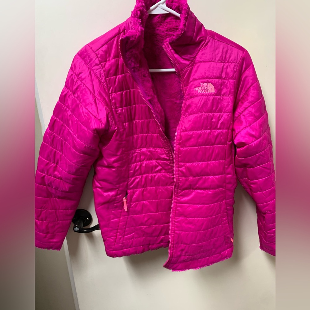 Northface Reversible jacket winter coat. Pink/Pink Girls sz 18